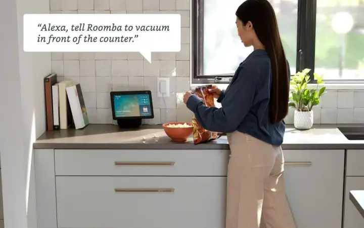 Roomba max vac autoempty photo lifestyle woman popcorn alexa x aaecadbfadcca